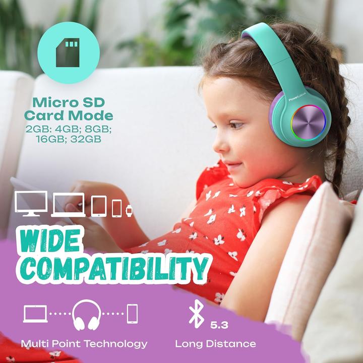 Actual product image PowerLocus Wireless Headphones for kids PLED (blue&purple)