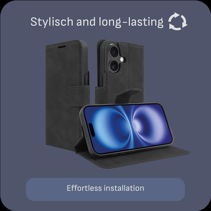 Produktbild Cazy Premium-Geldbörsen-Etui, Magnetisches Geldbörsen-Etui, Kartenfächer, Ständer (Apple iPhone 16 Plus)