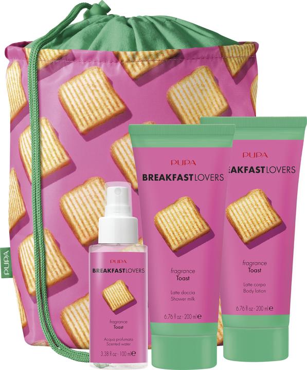 Immagine prodotto Pupa Milano Breakfast Lovers Kit 4 Latte Doccia 200ml + Latte Corpo 200ml + Acqua Profumata 100ml 004 Toast (Set per la cura del corpo)