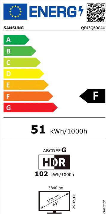 Energy Label Samsung QE43Q60CAU (43", Q60C, QLED, 4K, 2023)