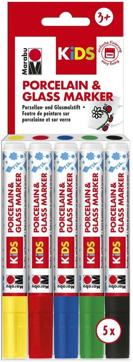 Image du produit Marabu Crayon à peindre la porcelaine et le verre KIDS (Jaune, Vert, Bleu, Noir, Rouge, 3 mm, 5 x)