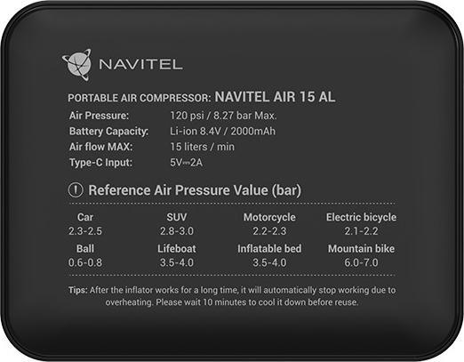 Produktbild Navitel KapesnÃ­ kompresor AIR 15 AL (8.27 Bar)