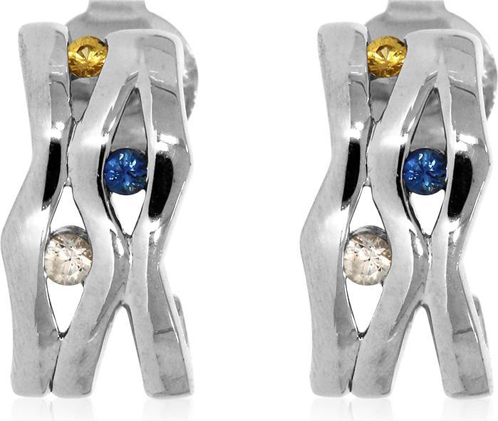 Xen Ohrstecker mit Multicolor Saphire (925 Sterling Silber)