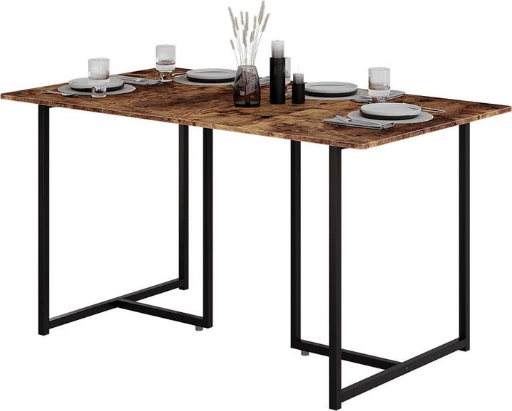 Produktbild Vichy Esstisch Merido, Eiche rustikal/Schwarz, 140 x 80 cm (140 x 75 x 80 cm)