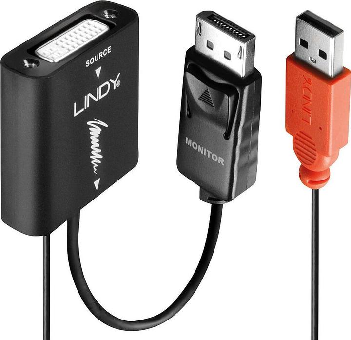 Lindy Konverter DVI-D auf DisplayPort (UNIDIREKTIONAL). DVI-D Buchse auf DP Stecker. (DP, 15 cm)