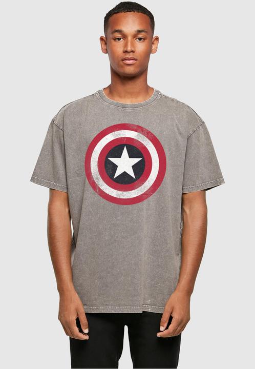 Actual product image Absolute Cult Avengers - Captain America Distressed Shield Acid Washed Oversize Tee - 114967 (3XL)