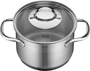 Produktbild Silit Kochtopf Fleischtopf Induktion 16cm Glasdeckel 1,9l Achat Edelstahl 18/10 (16 cm, Bräter + Schmortopf, Edelstahl)