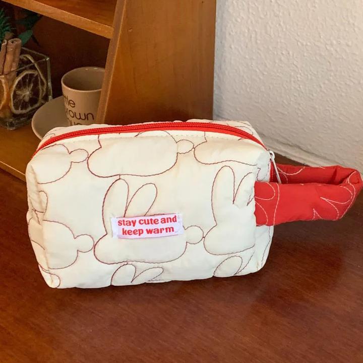 Image du produit Only-Bags.Store Sac cosmétique en coton matelassé à rabat Etuis de maquillage Pochette d'organisation de voyage