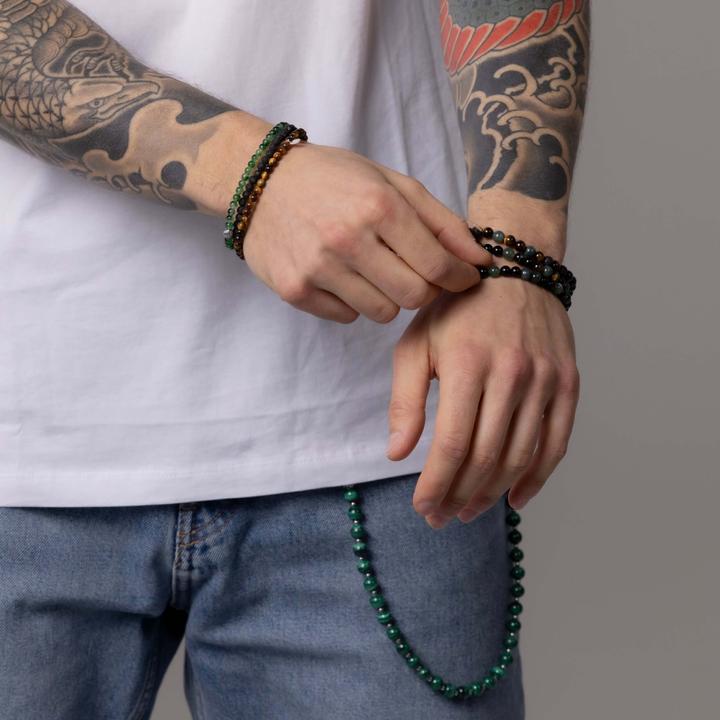 Immagine prodotto Balibay Nelio (20.50 cm, Occhio di tigre, Giada, Argento 925, Pietra preziosa, Agata, Pietra vulcanica)