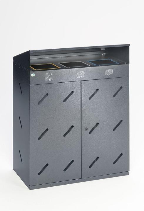 Produktbild VAR Wertstoffsammelstation, 3fach-Einwurf, Volumen 300 l, antiksilber (300 l)