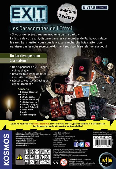 Produktbild Kosmos Kennerspiel EXIT: Les Catacombes de l' Effroi (Französisch)