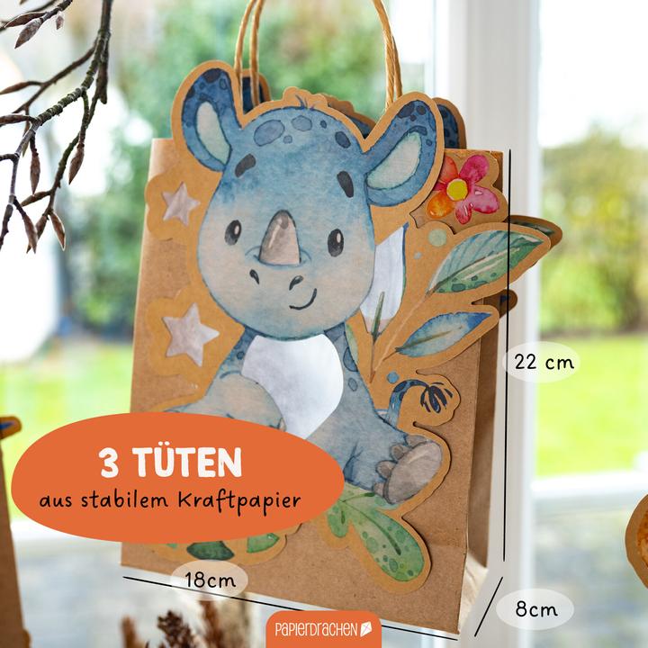 Produktbild Papierdrachen 3 Kinderlaternen Wildtiere/Afrika - Set 8