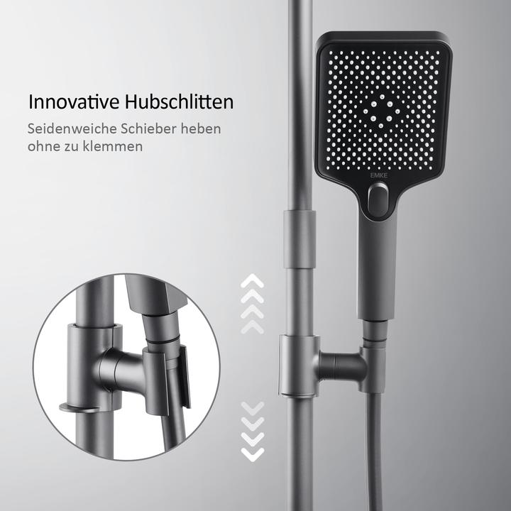 Image du produit Emke Système de Douche avec Thermostat, Ensemble de colonne de Douche, Douche de tête, Métal Noir