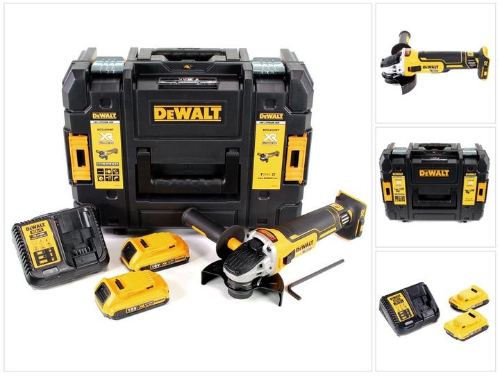 Produktbild DeWalt DCG 405 D2 Akku Winkelschleifer 18V 125mm Brushless + 2x Akku 2,0Ah + Ladegerät + TSTAK (125 mm)