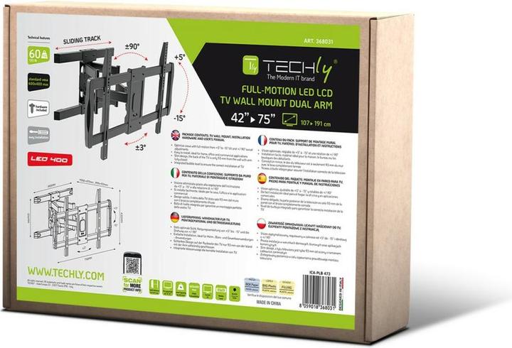 Produktbild Techly LED/LCD-Halterung für 42-75" schwarz (Wand, 75", 60 kg)