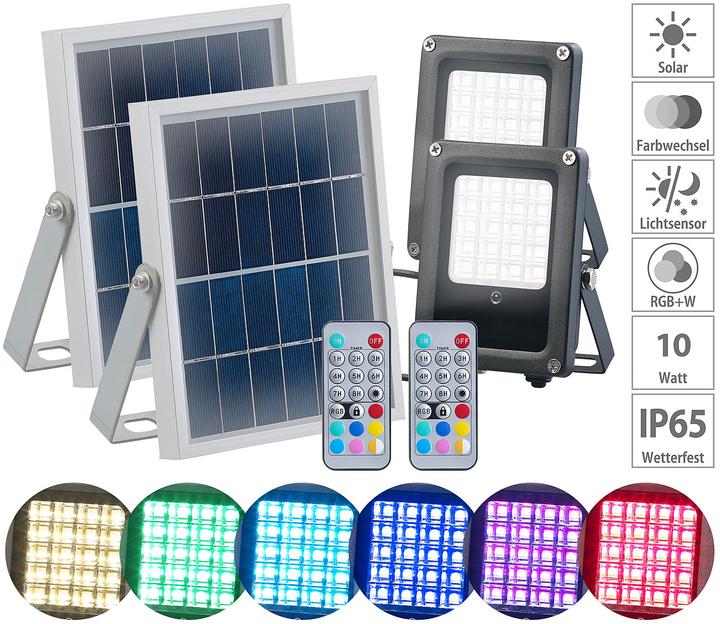 Luminea 2er-Set Solar-LED-Fluter (IP65)