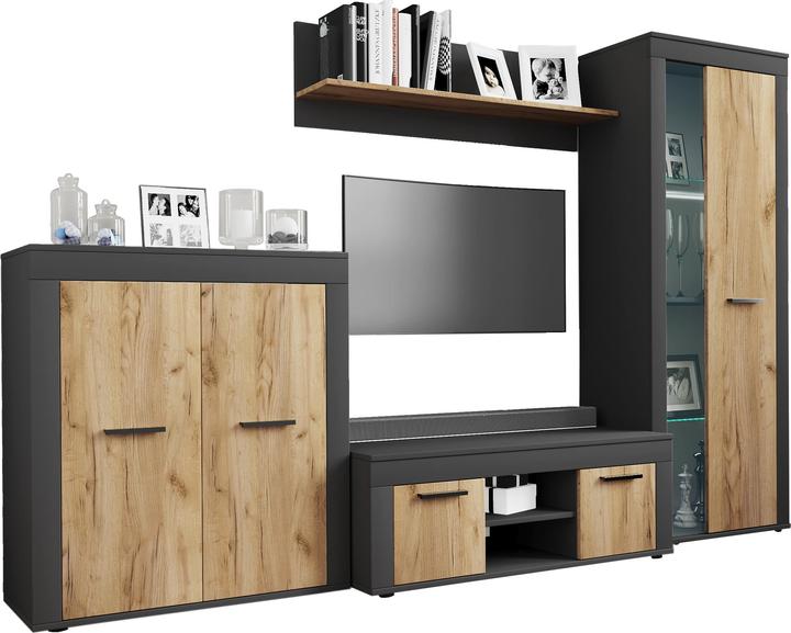 Produktbild VCM 4 tlg Schrankwand Set Wohnwand Usilo L (242 x 37 x 159 cm)