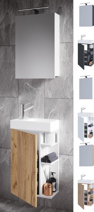 VCM Set di mobili da bagno a 3 pezzi WC per ospiti Lavabo per bagno per ospiti Piccolo armadio a