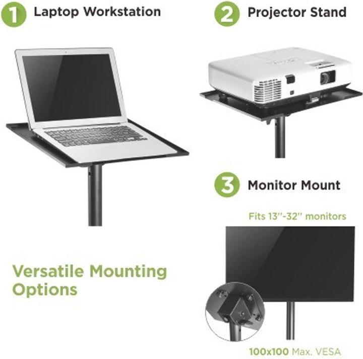 Immagine prodotto Techly treppiede per notebook o proiettore nero altezza regolabile 70-120cm ripiano 40x30cm carico