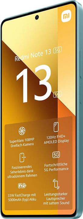 Actual product image Xiaomi Redmi Note 13 5G (128 GB, Ocean Teal, 6.67", Hybrid Dual SIM, 100 Mpx, 5G)