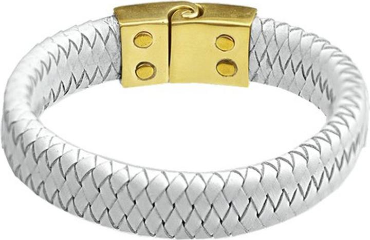 Star Piercing Lederarmband weiss geflochten Raute (21 cm, Leder, Messing)