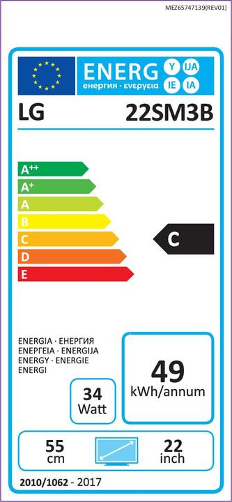 Energie-Label LG 22sm3b (1920 x 1080 Pixel, 22")