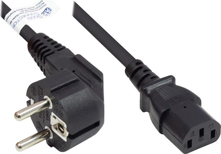 Actual product image Good Connections Mains cable earthing contact plug type E+F (CEE 7/7, angled) to C13 (straight), black, 0.75 mm², 1 m (1 m, C13, CEE 7/7)