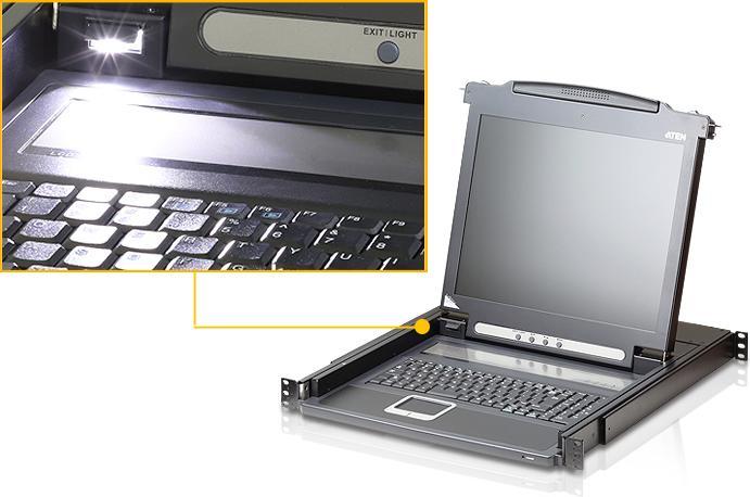Image du produit Aten CL1000M SL Single Rail Console LCD 17", 19" 1U, disposition SL (PS/2-USB, VGA)
