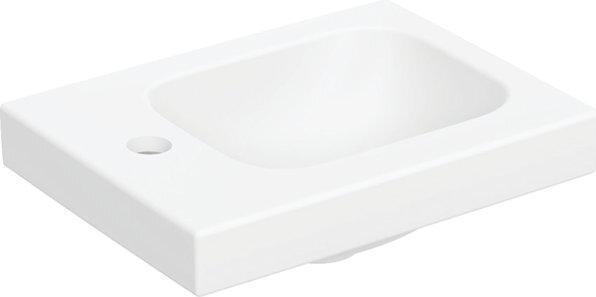 Geberit iCon Light Handwaschbecken, 38 cm x 28 cm, mit Hahnloch links, ohne Überlauf, Ablagefläche (390 mm, 380 mm)