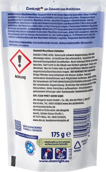 Nutritional values and ingredients dm Denkmit Descaler for washing machines and dishwashers