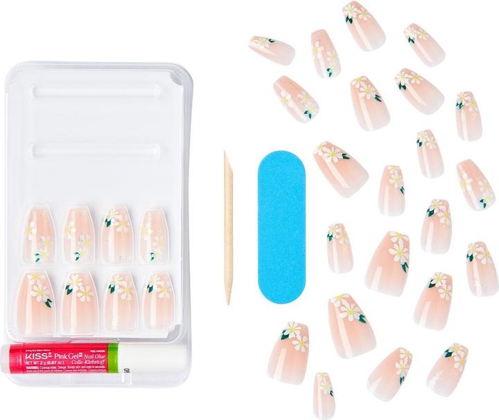 Immagine prodotto KISS Voguish Fantasy Press-On Nails Light Nude Medium Size Coffin Shape Include 28 chiodi 2G Colla 1 (Nudo chiaro)