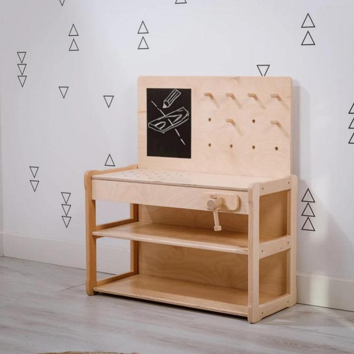 Produktbild Activity Board Werkbank aus Holz, Waldorf-Werkstatt, Rollenspielzeug, Geschenk für Kinder - Natur
