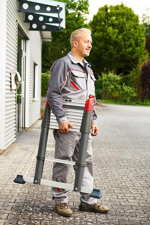 Productafbeelding Hailo FlexLine, aluminium veiligheidstelescopische ladder, 9 sporten (Enkele ladder, 264 cm)