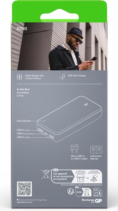 Actual product image GP Batteries GP PowerBank B+ Series 20000 mAh black (20000 mAh, 15 W)