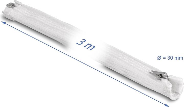 Actual product image Delock Braided hose with zipper heat resistant 3 m x 30 mm white (Cable conduit, 300 cm)
