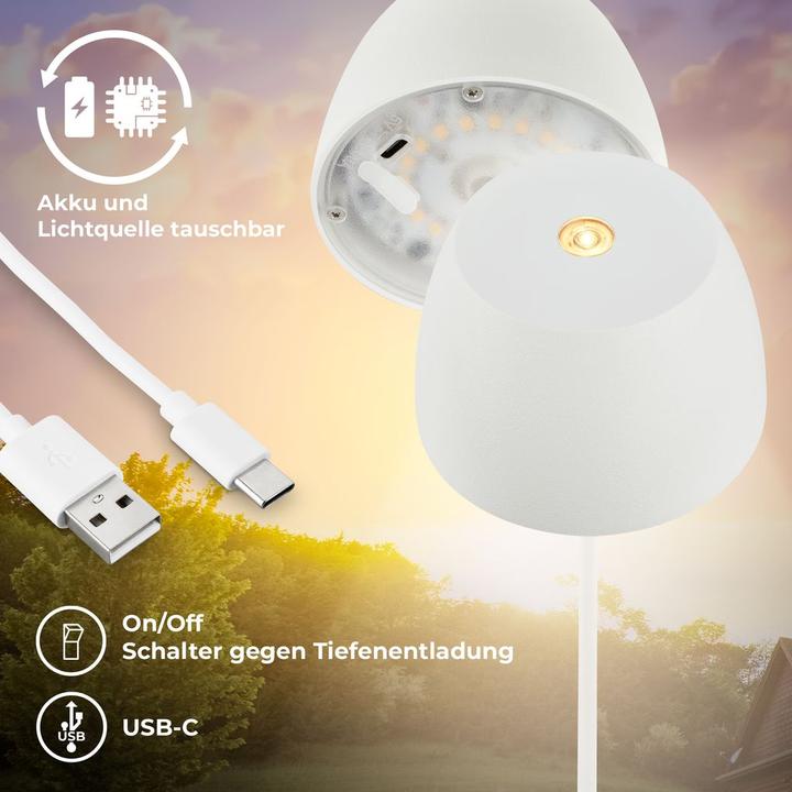 Image du produit B.K.Licht Lampe de bureau LED rechargeable - Mini Touch, blanc