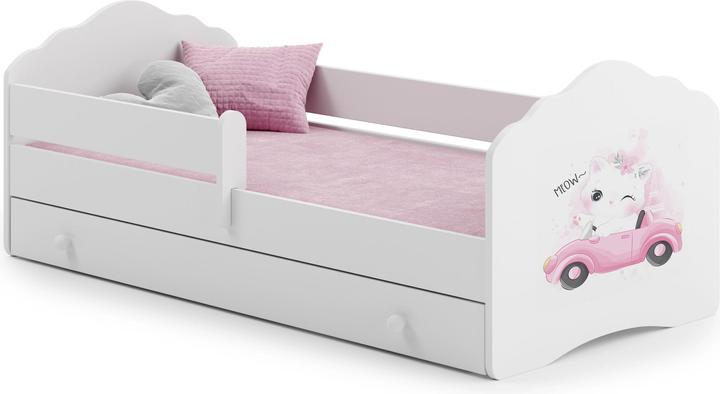 Image du produit ADRK Furniture Lit avec matelas, sommier et tiroir CASIMO CAT IN A CAR 160x80 (160 x 80 cm)