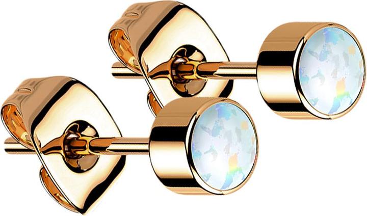 Star Piercing Ohrstecker rosegold Zylinder Opal weiss (ohne Messing, Titan G23)