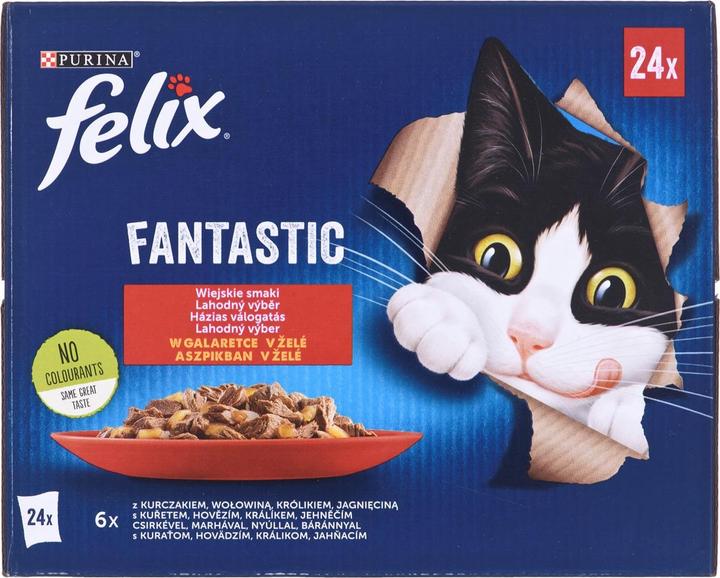 Purina Felix Fantastique Arômes de Terroir en Gelée - Nourriture humide pour chats - 24x 85g (Senior, 24 pcs, 2040 g)