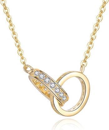 Beneto Gold-plated necklace with connected rings AGS1229 / 47-GOLD (L)