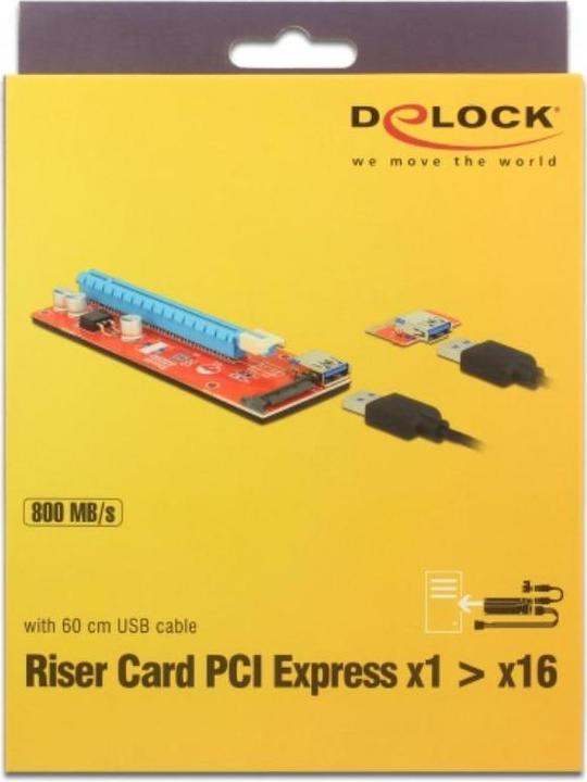 Actual product image Delock PCI-Express riser card, x1 to x16