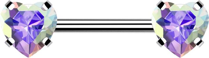 Actual product image Star Piercing Threadless Barbell silber front mit Herz Kristall multicolor gefasst (without brass, Surgical steel 316L)