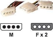 Image du produit Exertis Connect Câble d'alimentation en Y, 2x 4 broches Molex femelle vers 1x 4 broches Molex mâle, 0,2 m (0.20 m)