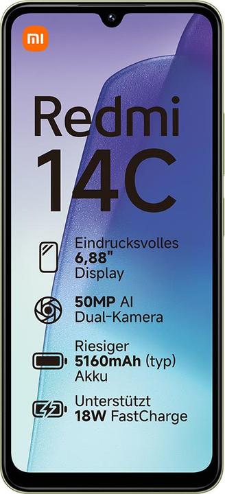 Immagine prodotto Xiaomi Redmi 14C (256 GB, Verde salvia, 6.88", Doppia SIM, 50 Mpx, 4G)