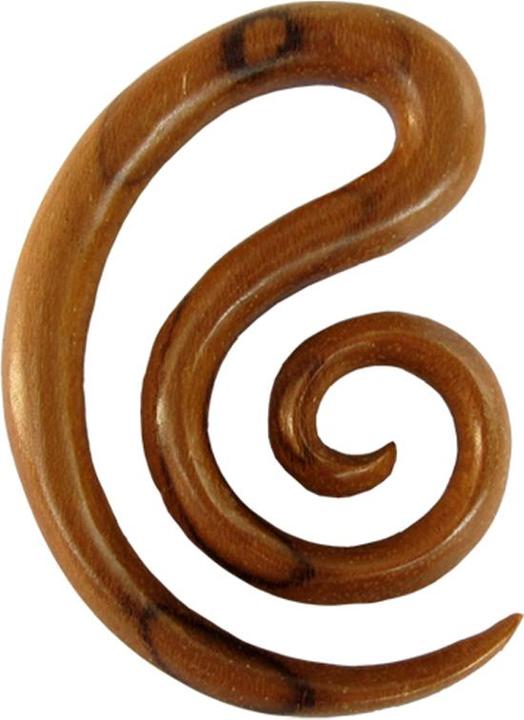 Star Piercing Ohrgewicht Spiralen Mond aus Teakholz (Organisch, ohne Messing)