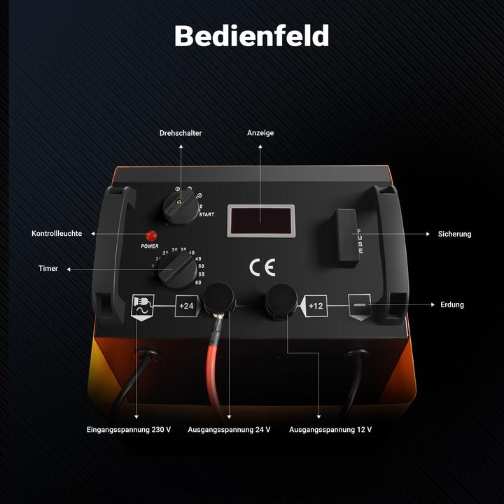 Produktbild Wiltec Batterieladegerät Booster 12V 24V Ladegerät Akkuladegerät mit Starthilfe (24V, 12V, 68 A)