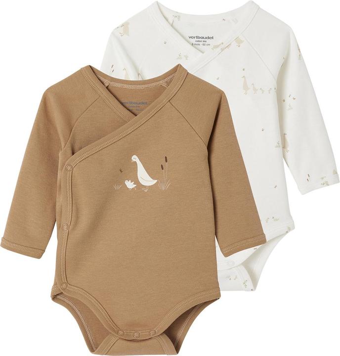 Vertbaudet Bio-Kollektion: 2er-Pack Baby Wickelbodys mit langen Ärmeln
