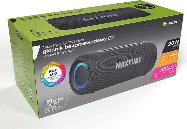 Immagine prodotto Tracer MaxTube TWS bluetooth czarny (6 h, Batteria ricaricabile)