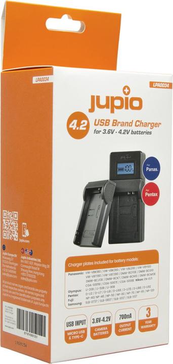 Produktbild Jupio Universal Ladegerät 3.6V-4.2V Panasonic & Pentax (Kamera Akku Ladegerät)