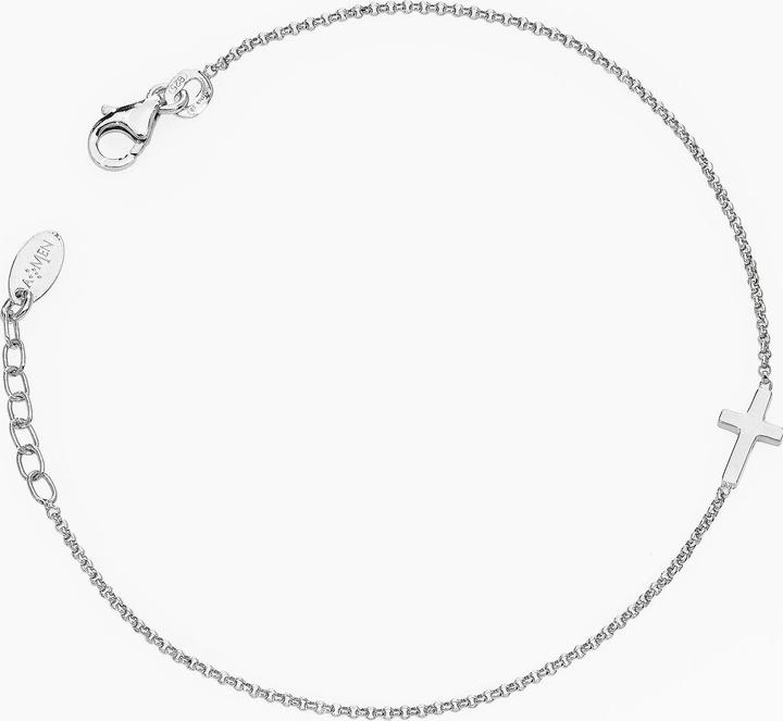 Amen Pray & Love Cross Armband (17 cm, 925er Silber)